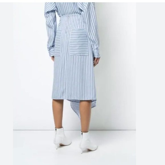 Tibi Blue Striped Midi Skirt - Picture 2 of 11